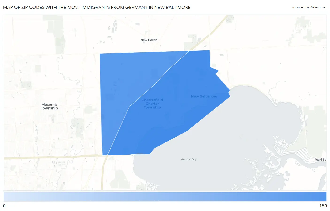 Zip Codes with the Most Immigrants from Germany in New Baltimore Map