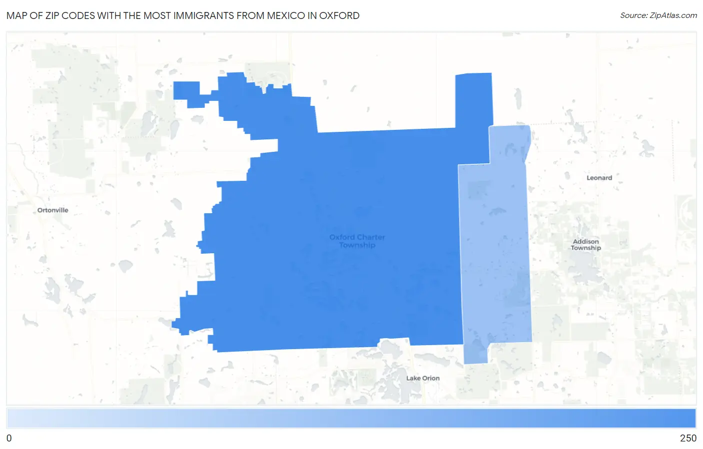 Zip Codes with the Most Immigrants from Mexico in Oxford Map