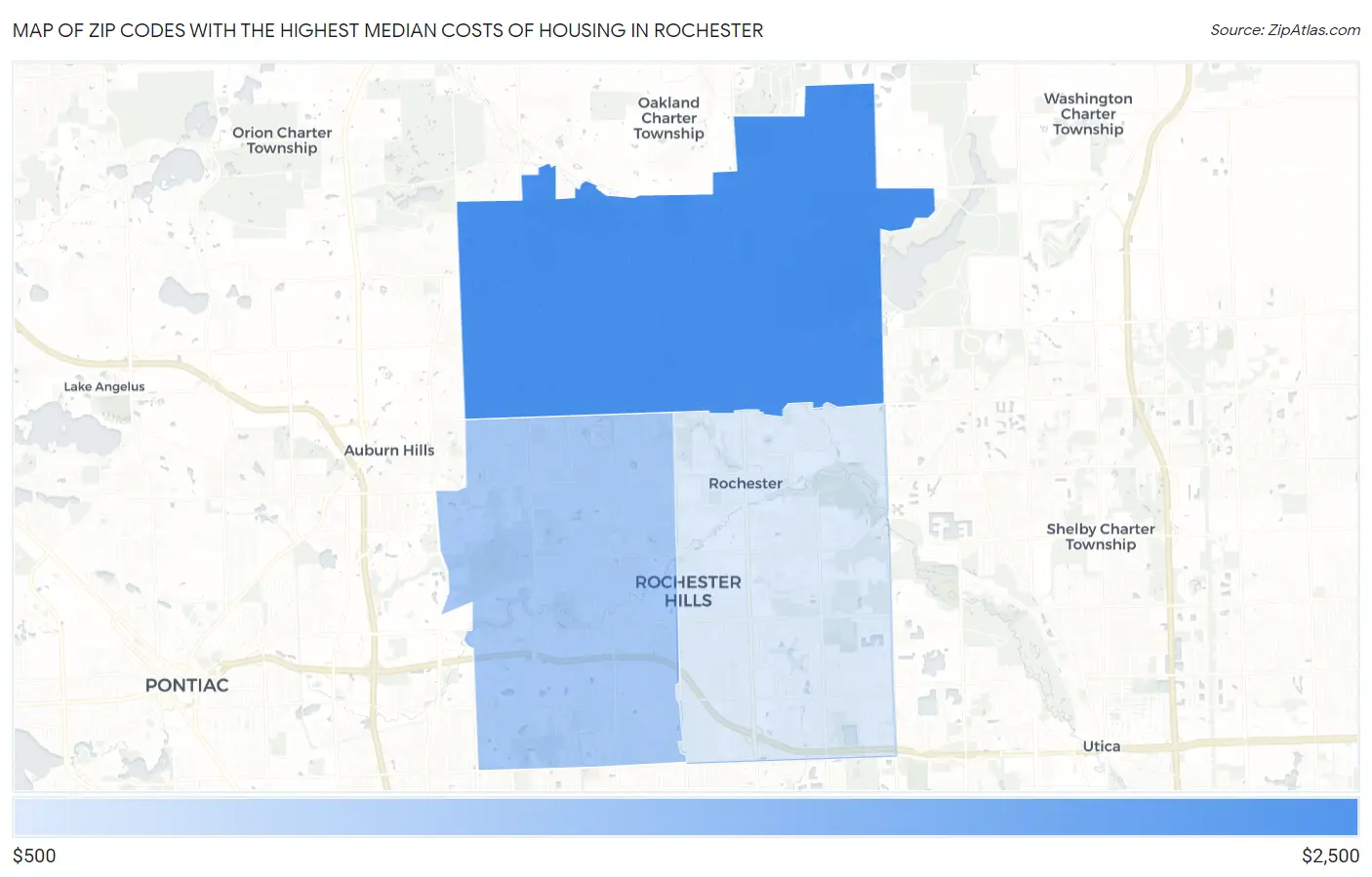 Zip Codes with the Highest Median Costs of Housing in Rochester Map