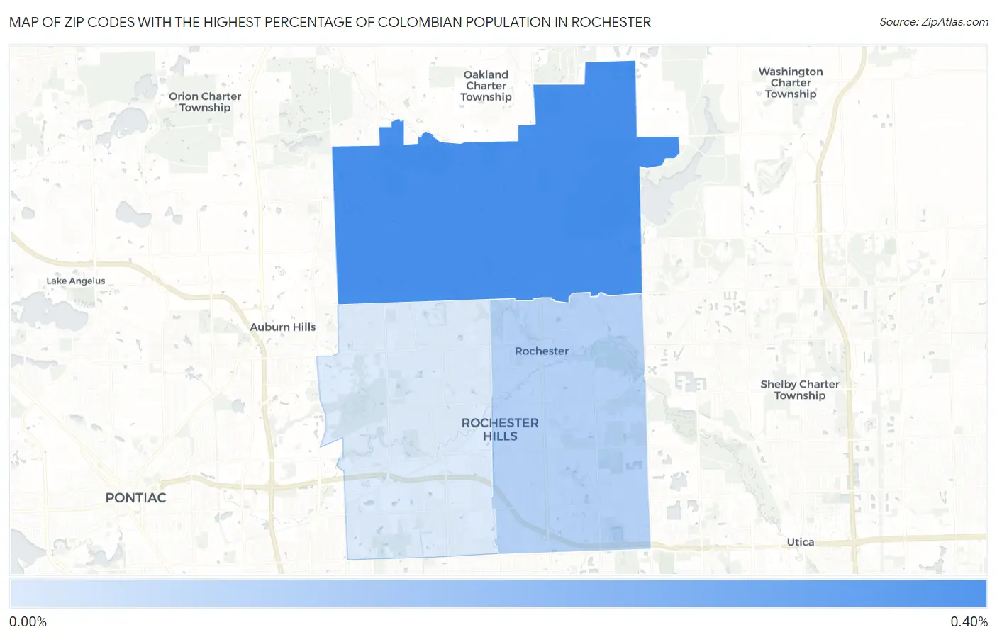 Zip Codes with the Highest Percentage of Colombian Population in Rochester Map