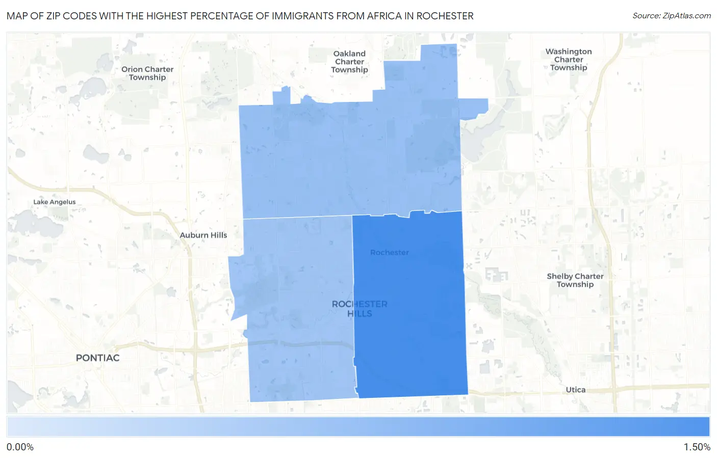 Zip Codes with the Highest Percentage of Immigrants from Africa in Rochester Map