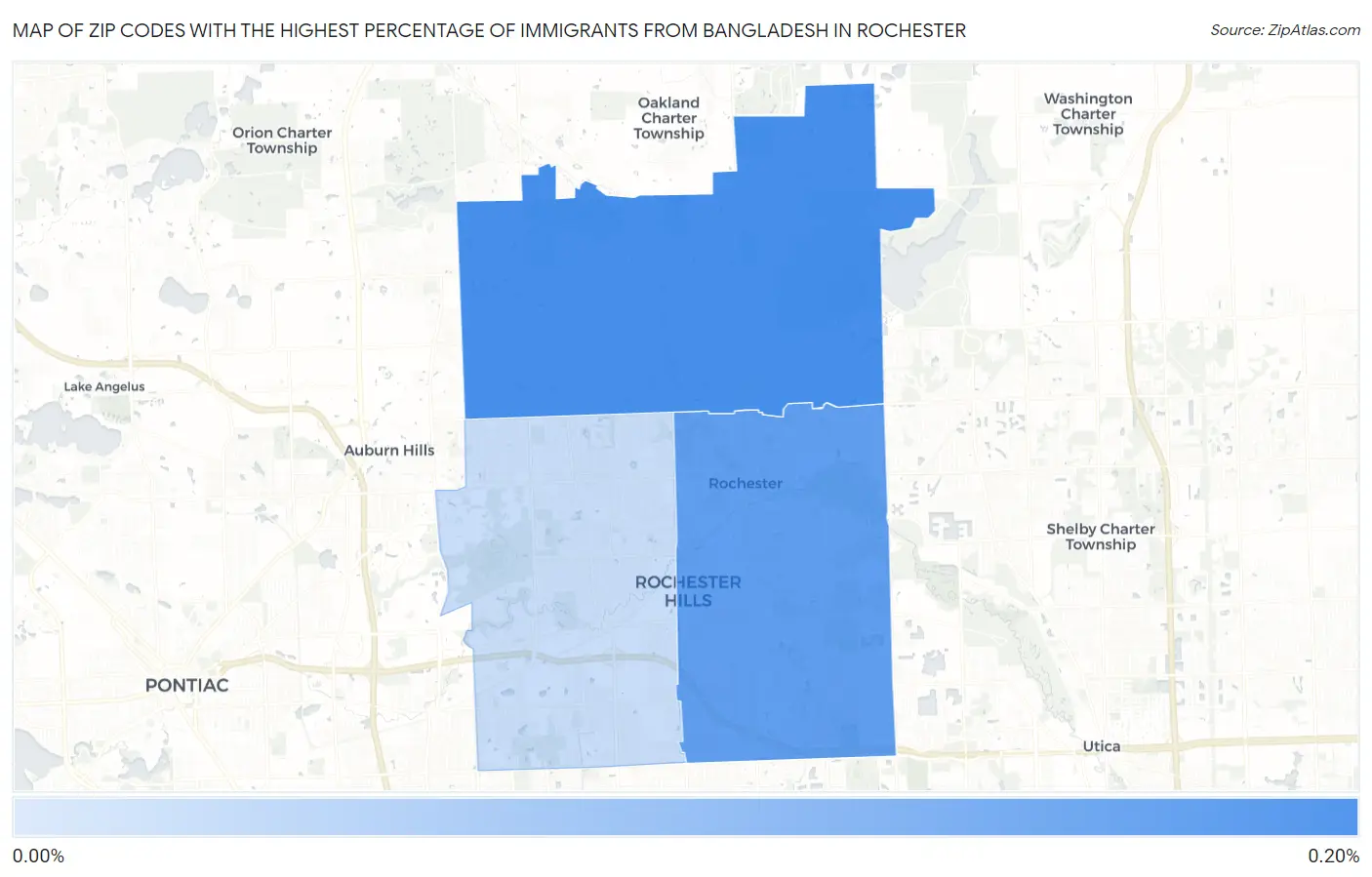 Zip Codes with the Highest Percentage of Immigrants from Bangladesh in Rochester Map