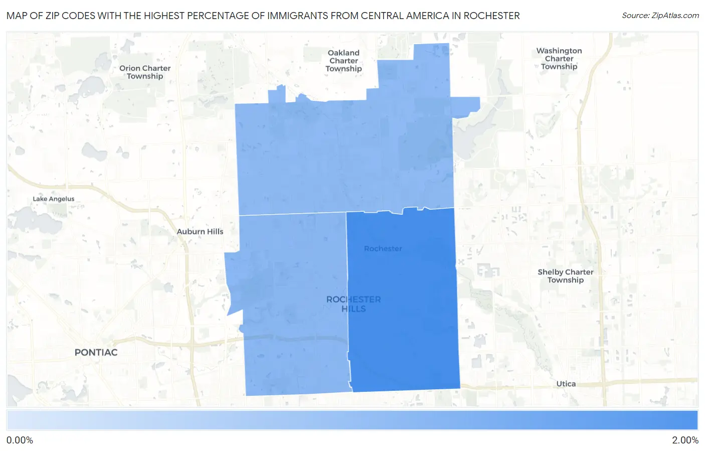 Zip Codes with the Highest Percentage of Immigrants from Central America in Rochester Map