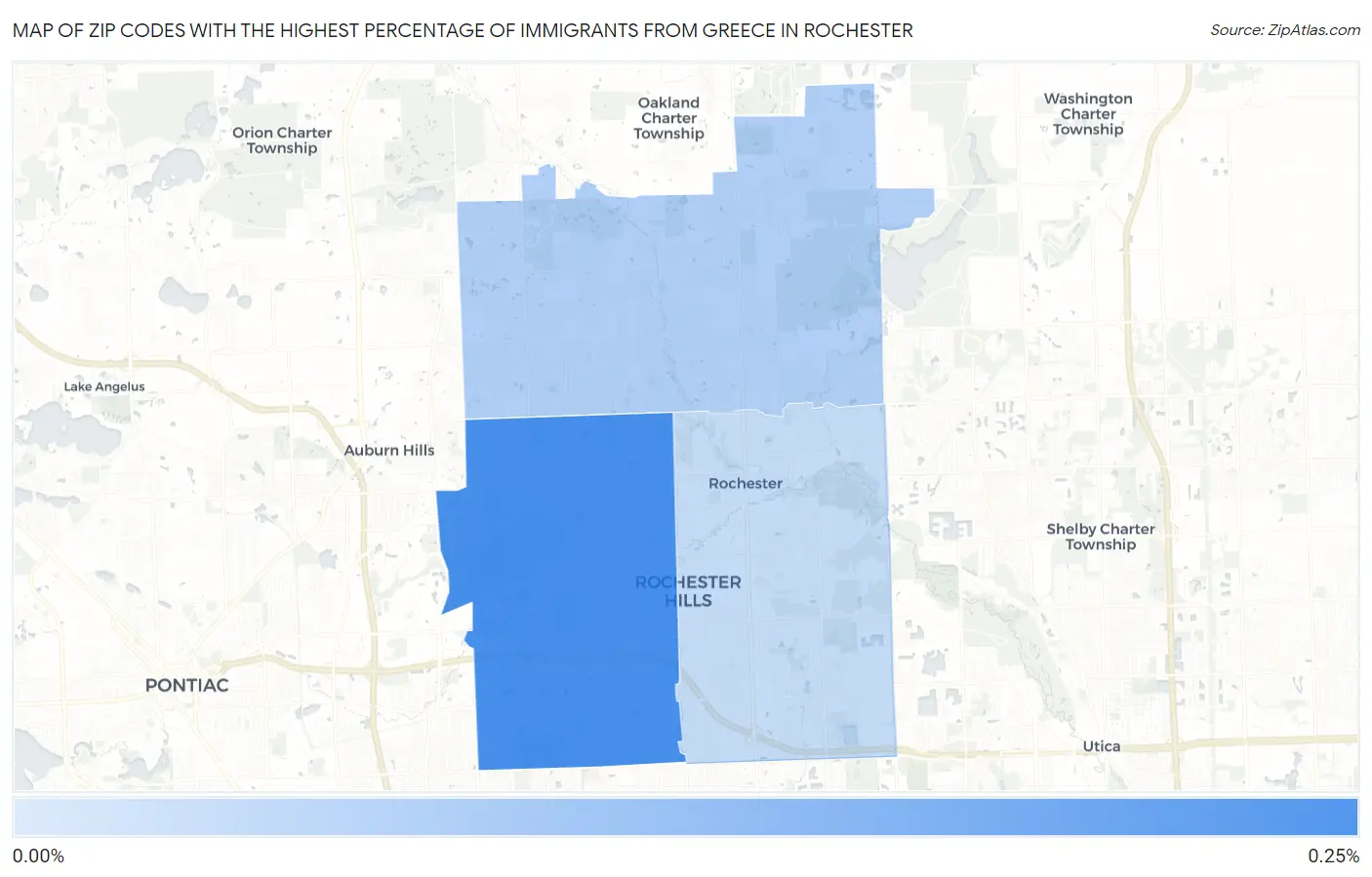 Zip Codes with the Highest Percentage of Immigrants from Greece in Rochester Map