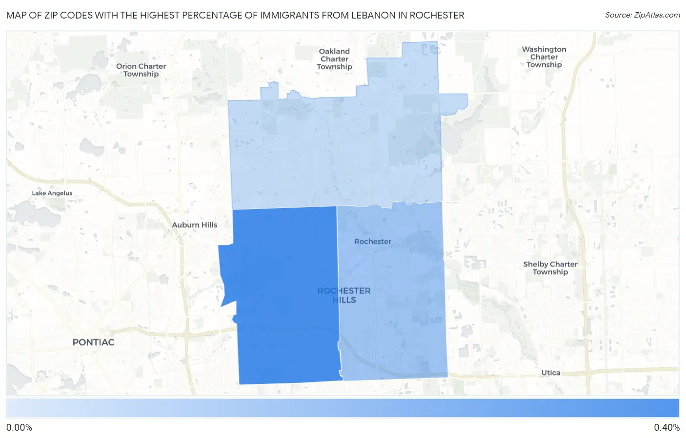 Zip Codes with the Highest Percentage of Immigrants from Lebanon in Rochester Map