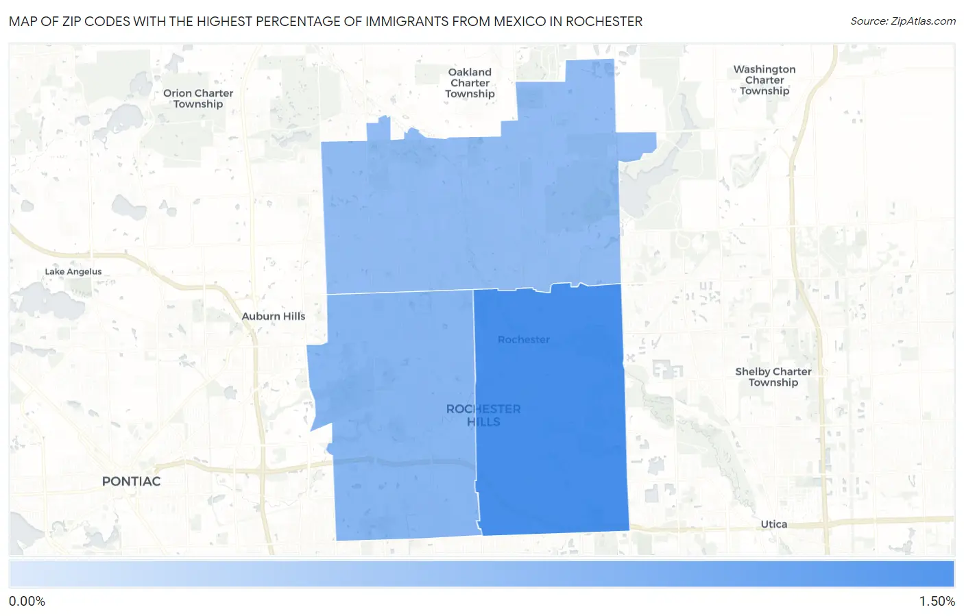 Zip Codes with the Highest Percentage of Immigrants from Mexico in Rochester Map