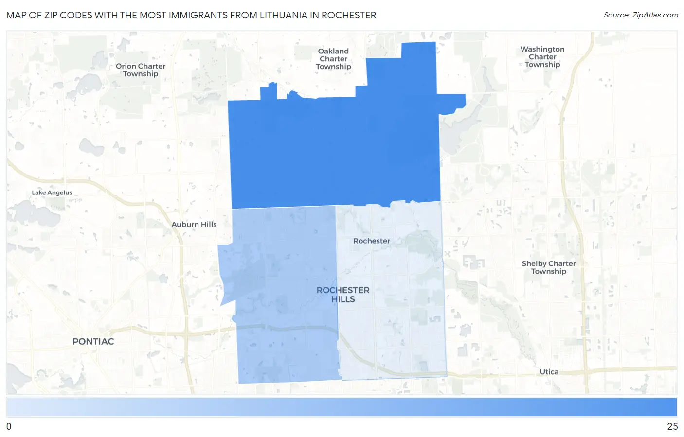 Zip Codes with the Most Immigrants from Lithuania in Rochester Map