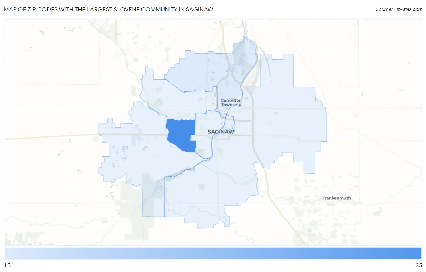 Zip Codes with the Largest Slovene Community in Saginaw Map