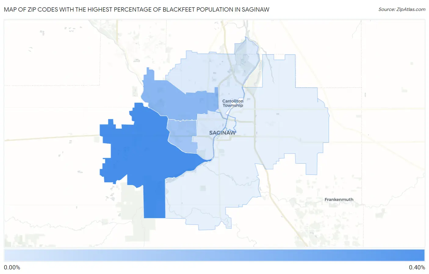Zip Codes with the Highest Percentage of Blackfeet Population in Saginaw Map