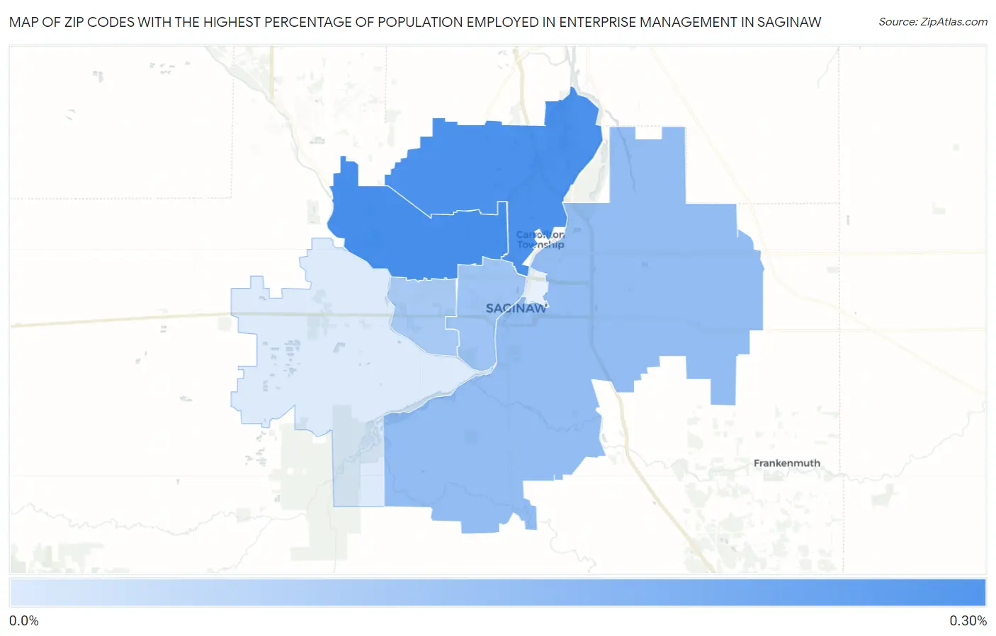 Zip Codes with the Highest Percentage of Population Employed in Enterprise Management in Saginaw Map