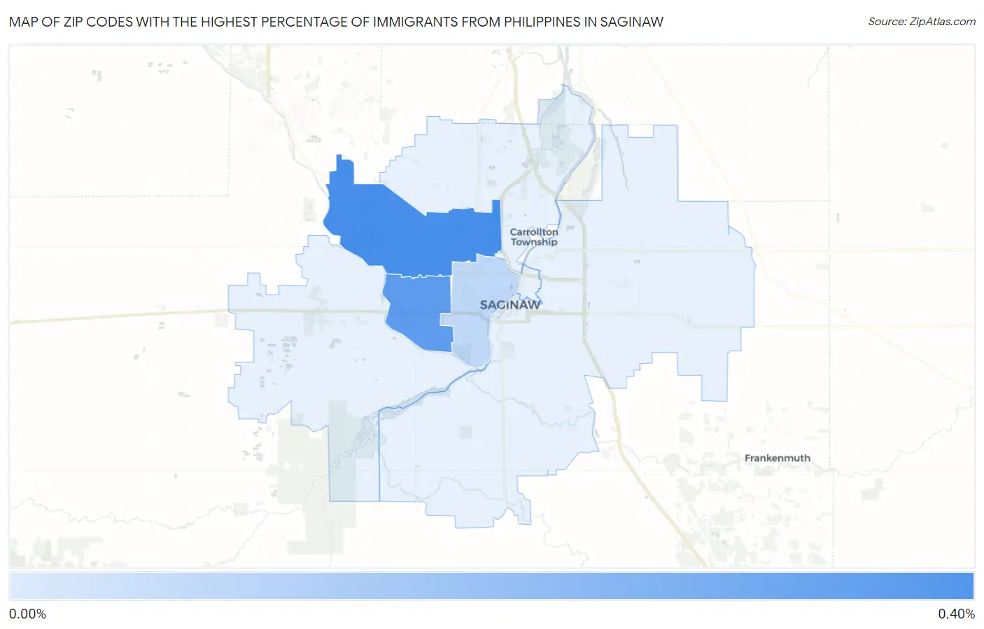 Zip Codes with the Highest Percentage of Immigrants from Philippines in Saginaw Map