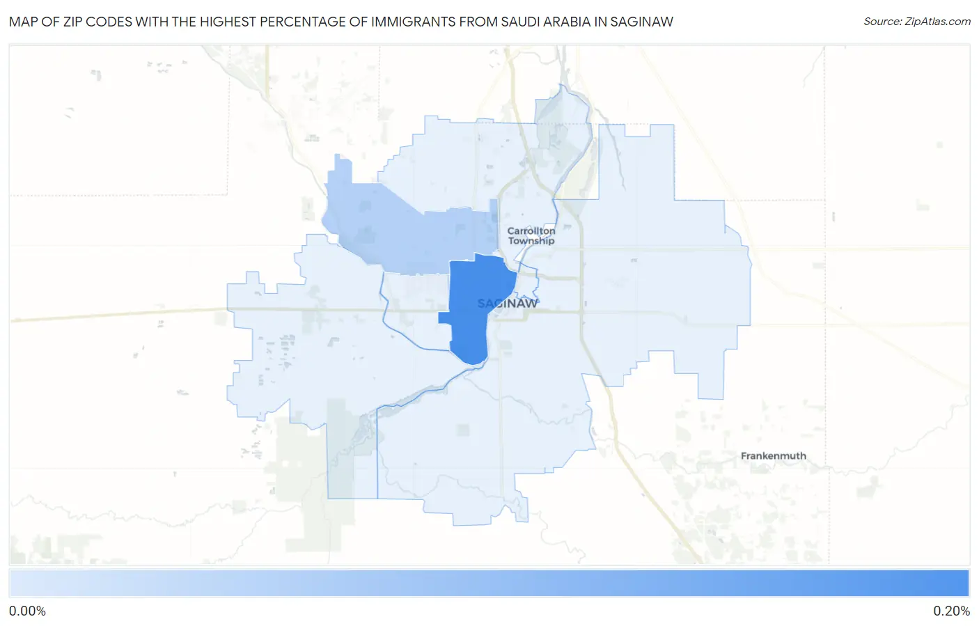 Zip Codes with the Highest Percentage of Immigrants from Saudi Arabia in Saginaw Map