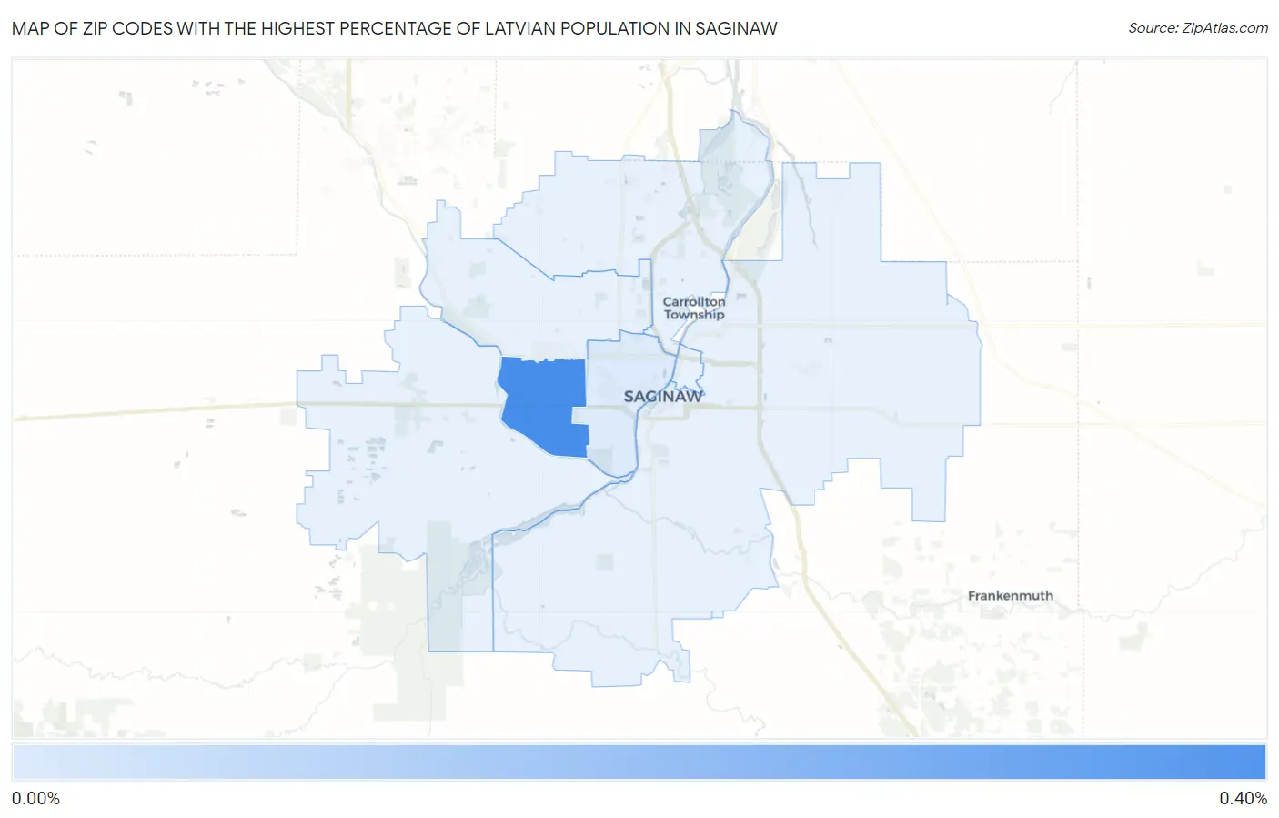 Zip Codes with the Highest Percentage of Latvian Population in Saginaw Map