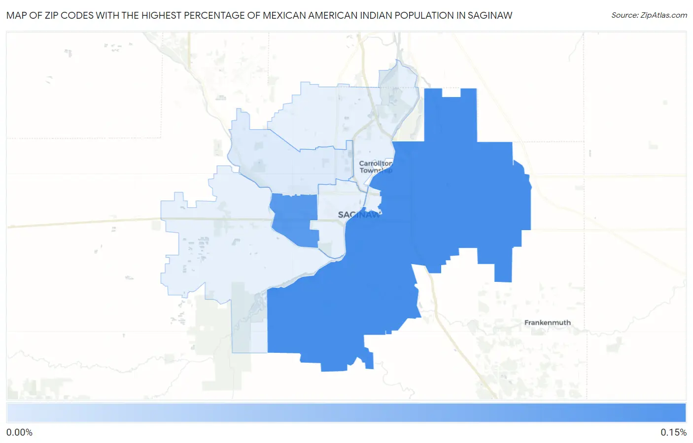 Zip Codes with the Highest Percentage of Mexican American Indian Population in Saginaw Map