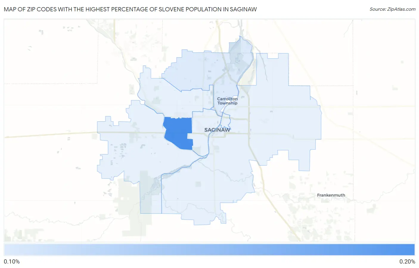 Zip Codes with the Highest Percentage of Slovene Population in Saginaw Map