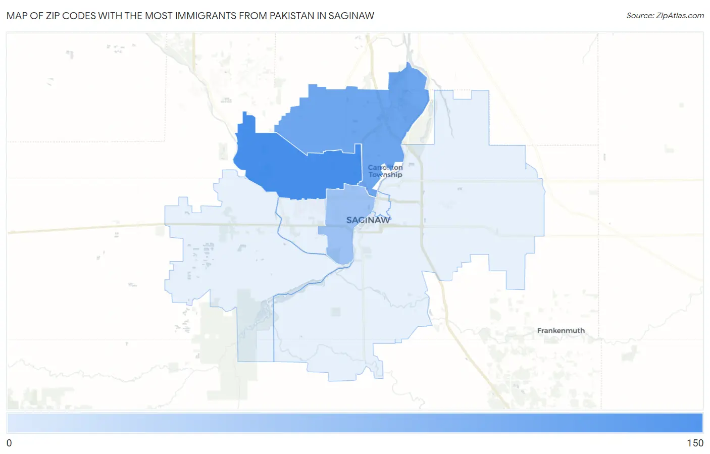 Zip Codes with the Most Immigrants from Pakistan in Saginaw Map