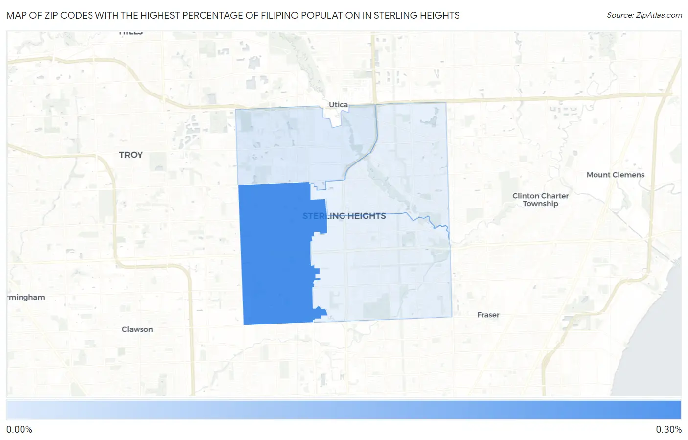 Zip Codes with the Highest Percentage of Filipino Population in Sterling Heights Map