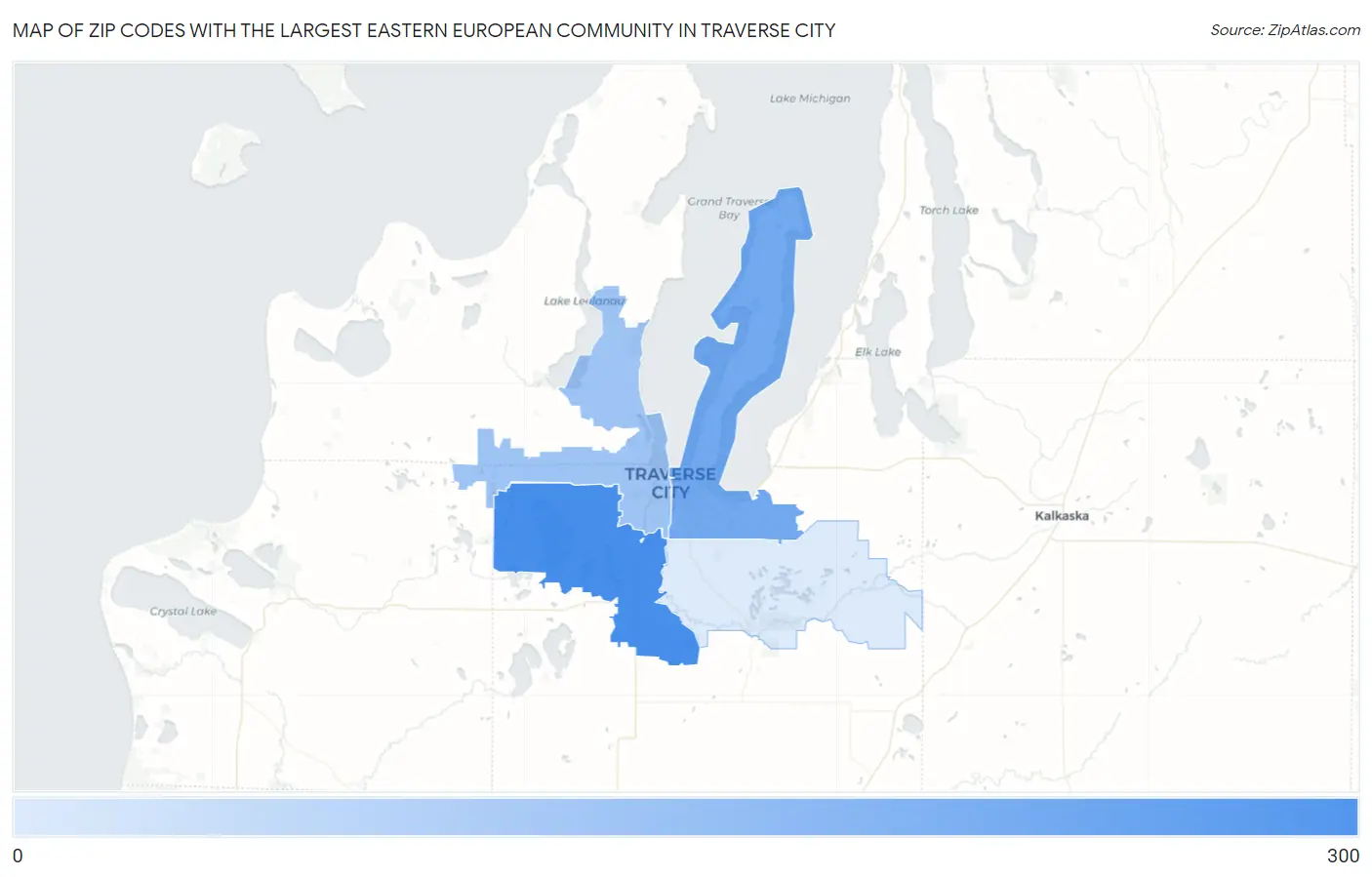 Zip Codes with the Largest Eastern European Community in Traverse City Map