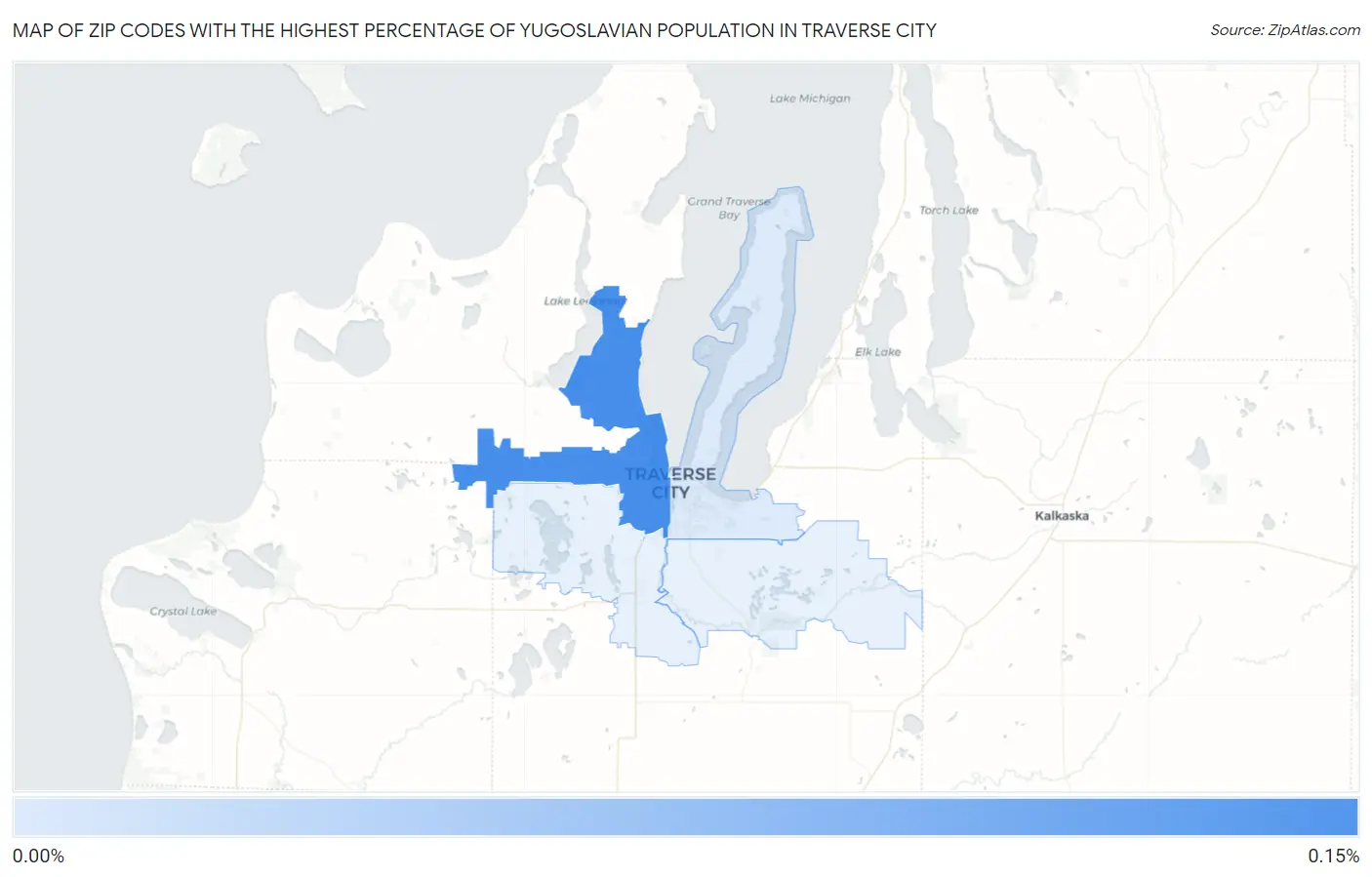 Zip Codes with the Highest Percentage of Yugoslavian Population in Traverse City Map