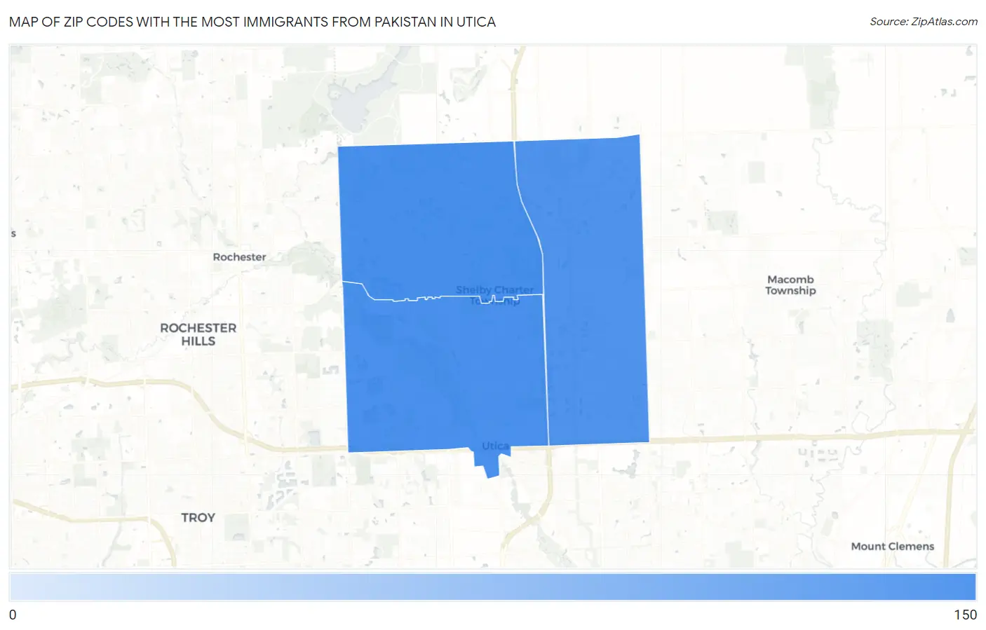 Zip Codes with the Most Immigrants from Pakistan in Utica Map