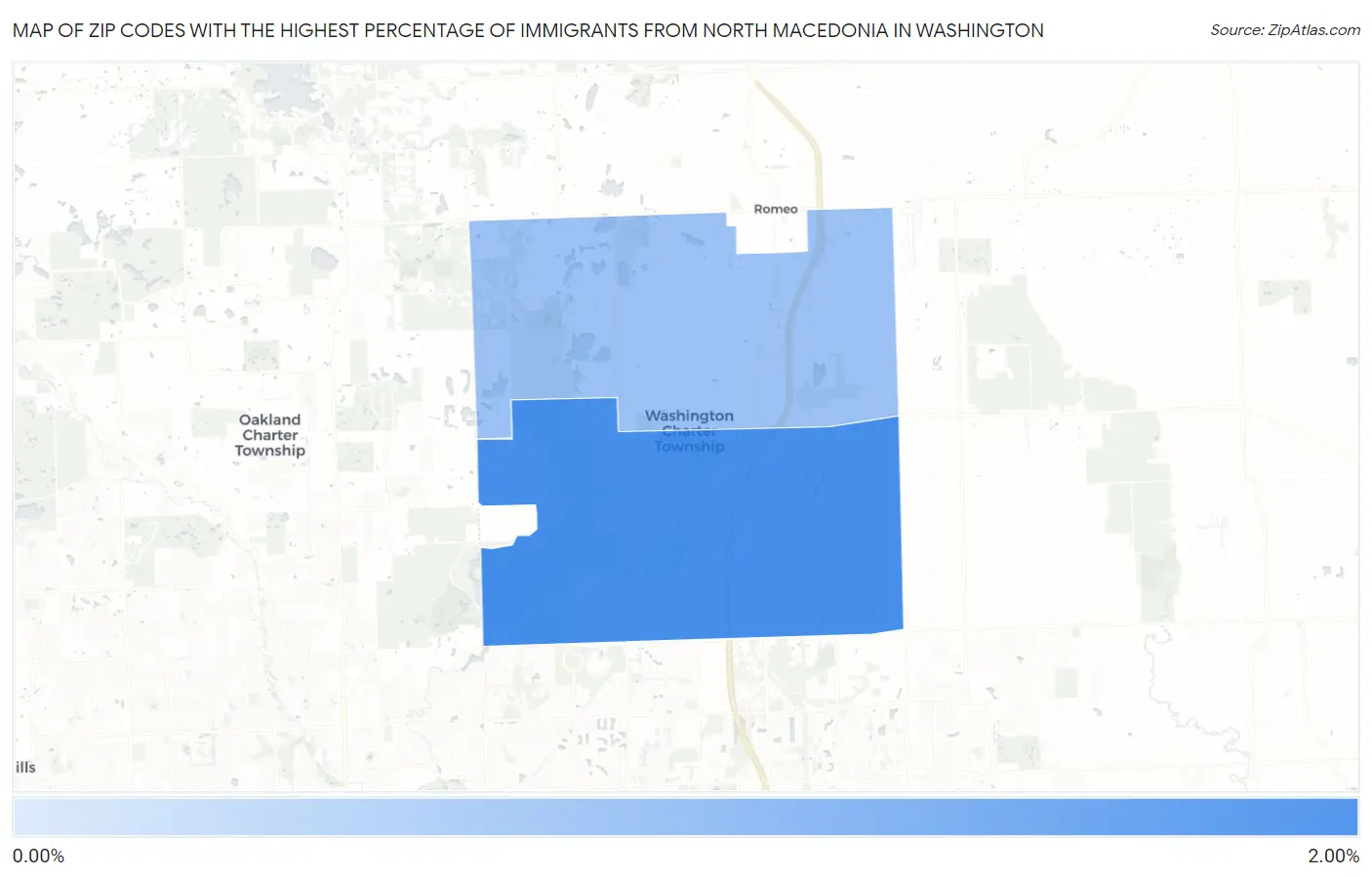 Zip Codes with the Highest Percentage of Immigrants from North Macedonia in Washington Map