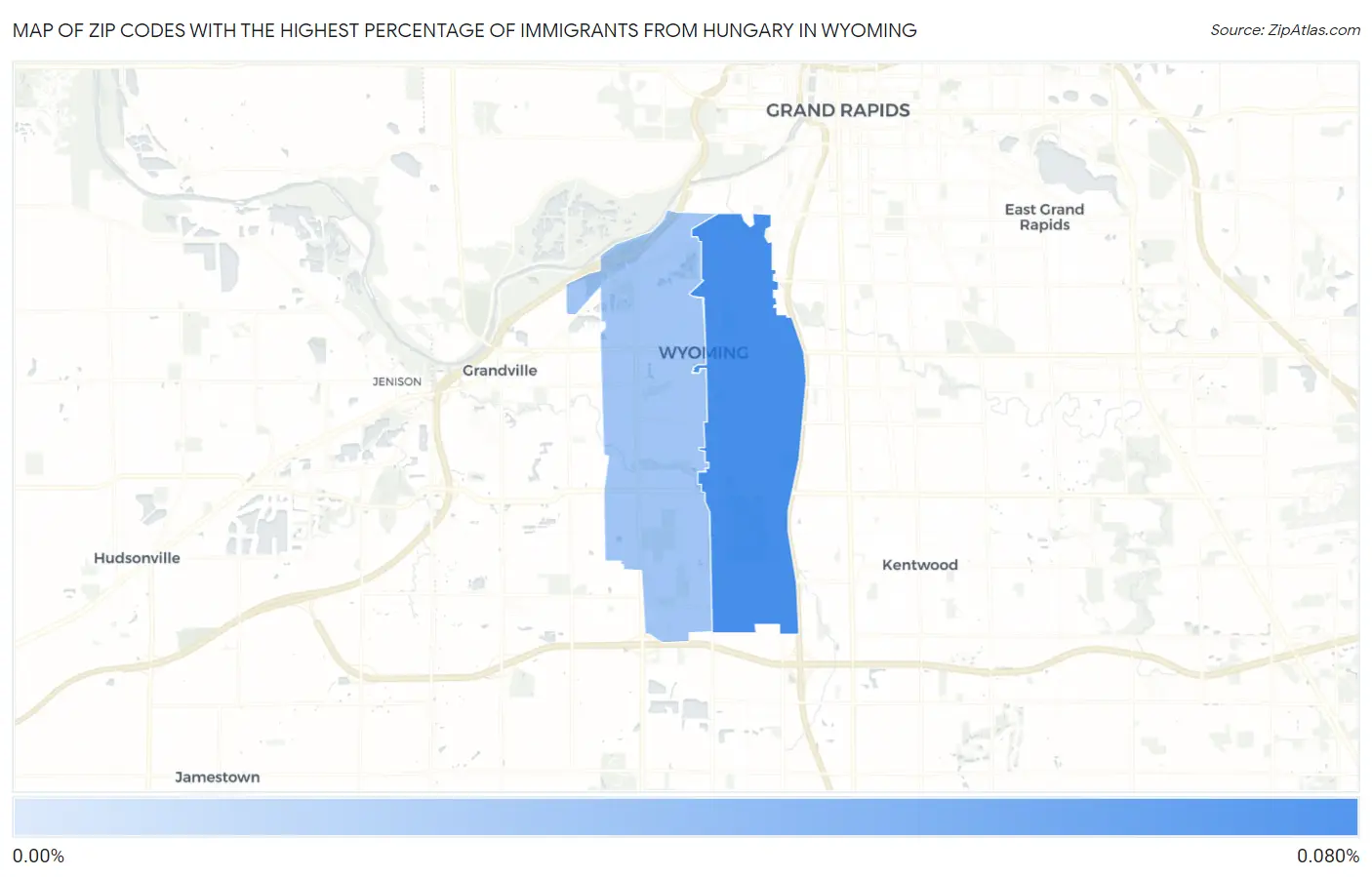 Zip Codes with the Highest Percentage of Immigrants from Hungary in Wyoming Map