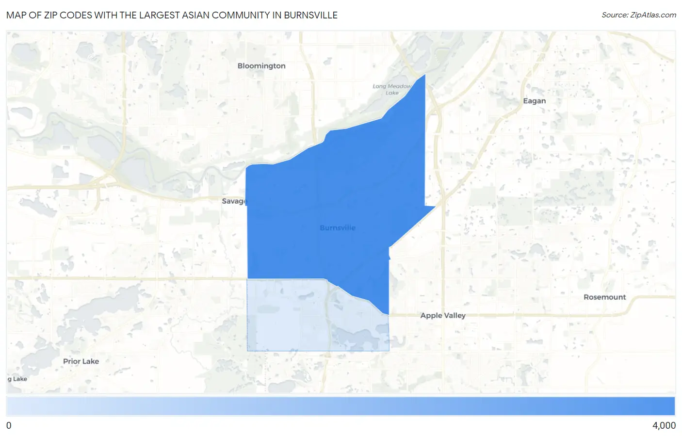 Zip Codes with the Largest Asian Community in Burnsville Map