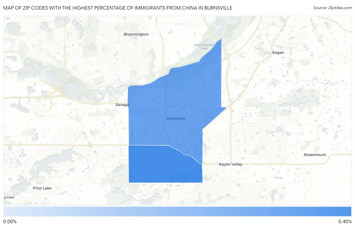 Zip Codes with the Highest Percentage of Immigrants from China in Burnsville Map