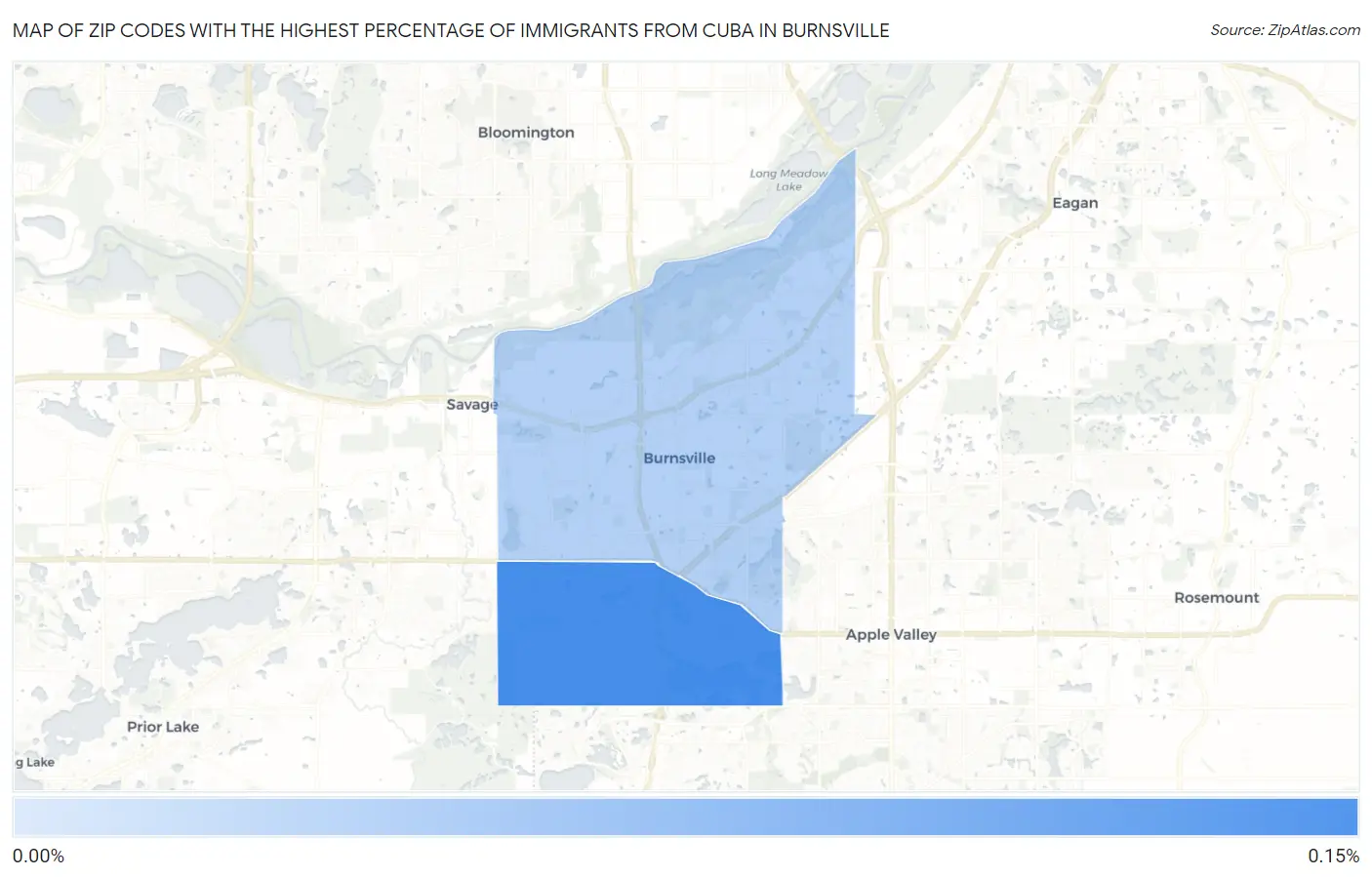 Zip Codes with the Highest Percentage of Immigrants from Cuba in Burnsville Map