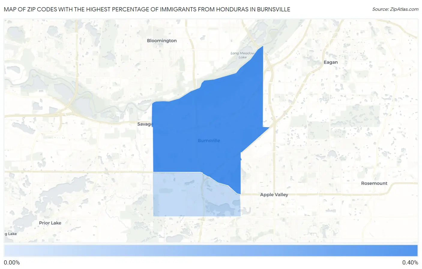 Zip Codes with the Highest Percentage of Immigrants from Honduras in Burnsville Map
