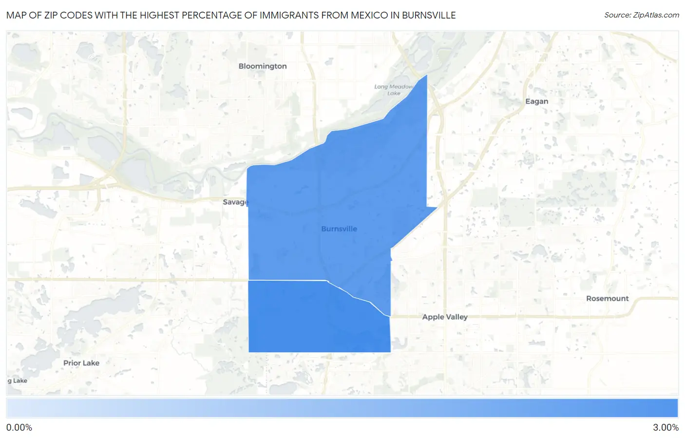 Zip Codes with the Highest Percentage of Immigrants from Mexico in Burnsville Map