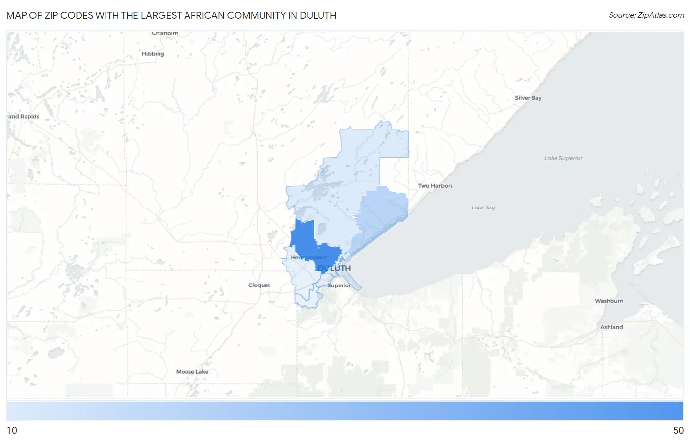 Zip Codes with the Largest African Community in Duluth Map