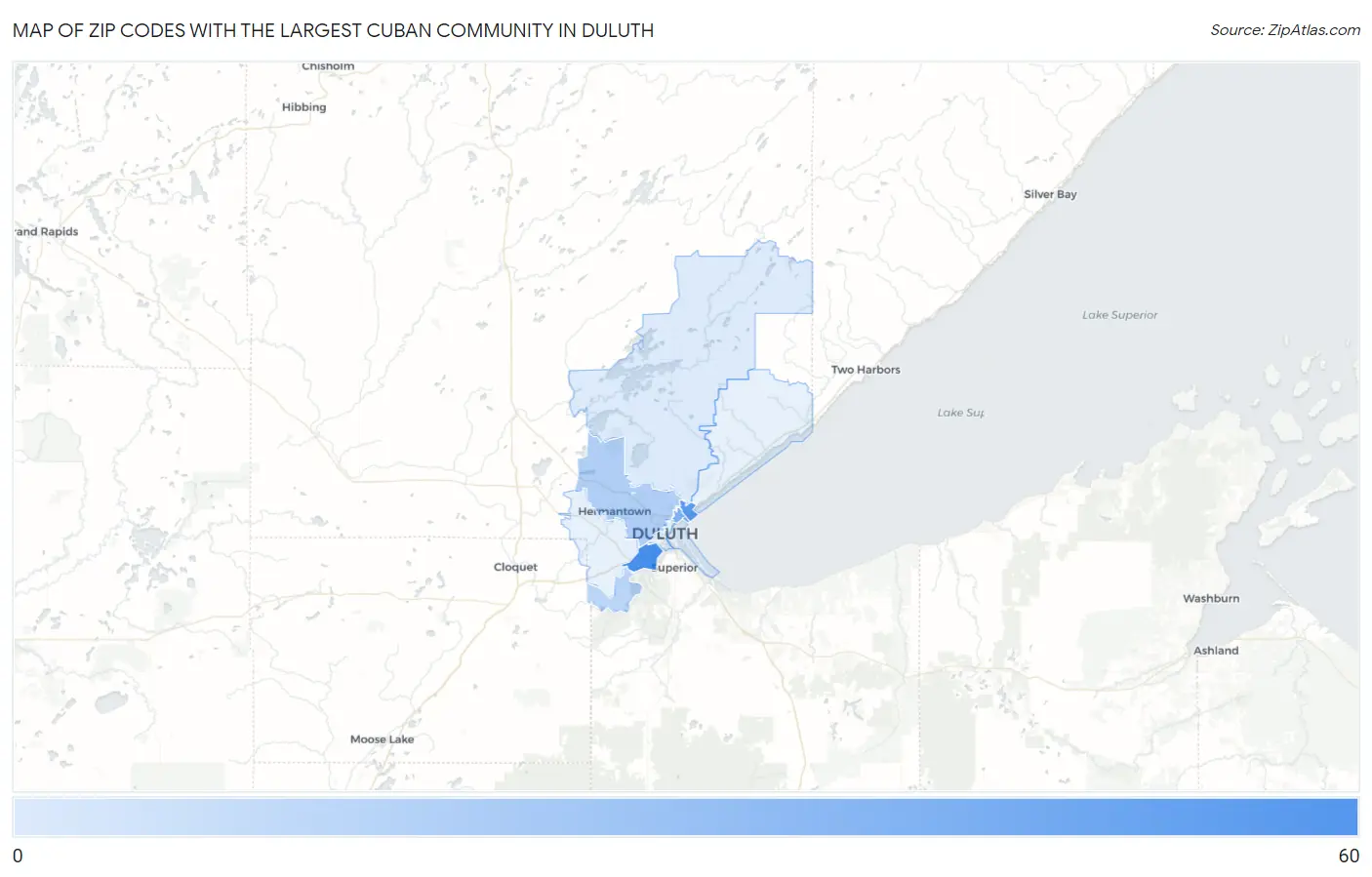 Zip Codes with the Largest Cuban Community in Duluth Map