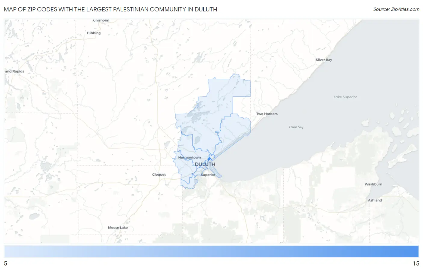 Zip Codes with the Largest Palestinian Community in Duluth Map