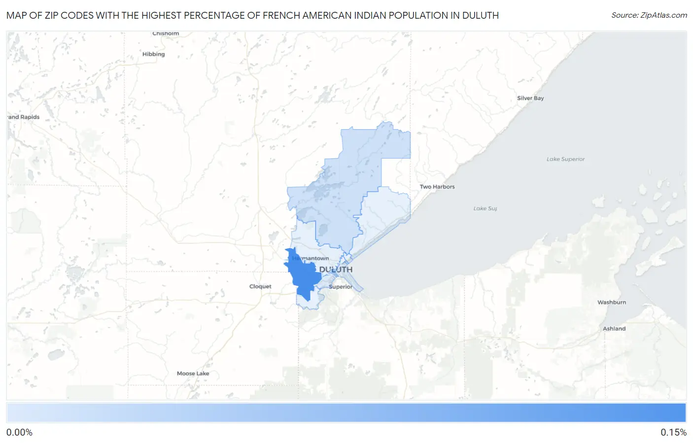 Zip Codes with the Highest Percentage of French American Indian Population in Duluth Map