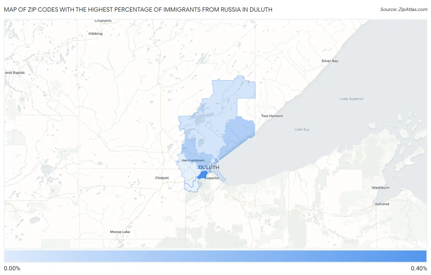 Zip Codes with the Highest Percentage of Immigrants from Russia in Duluth Map