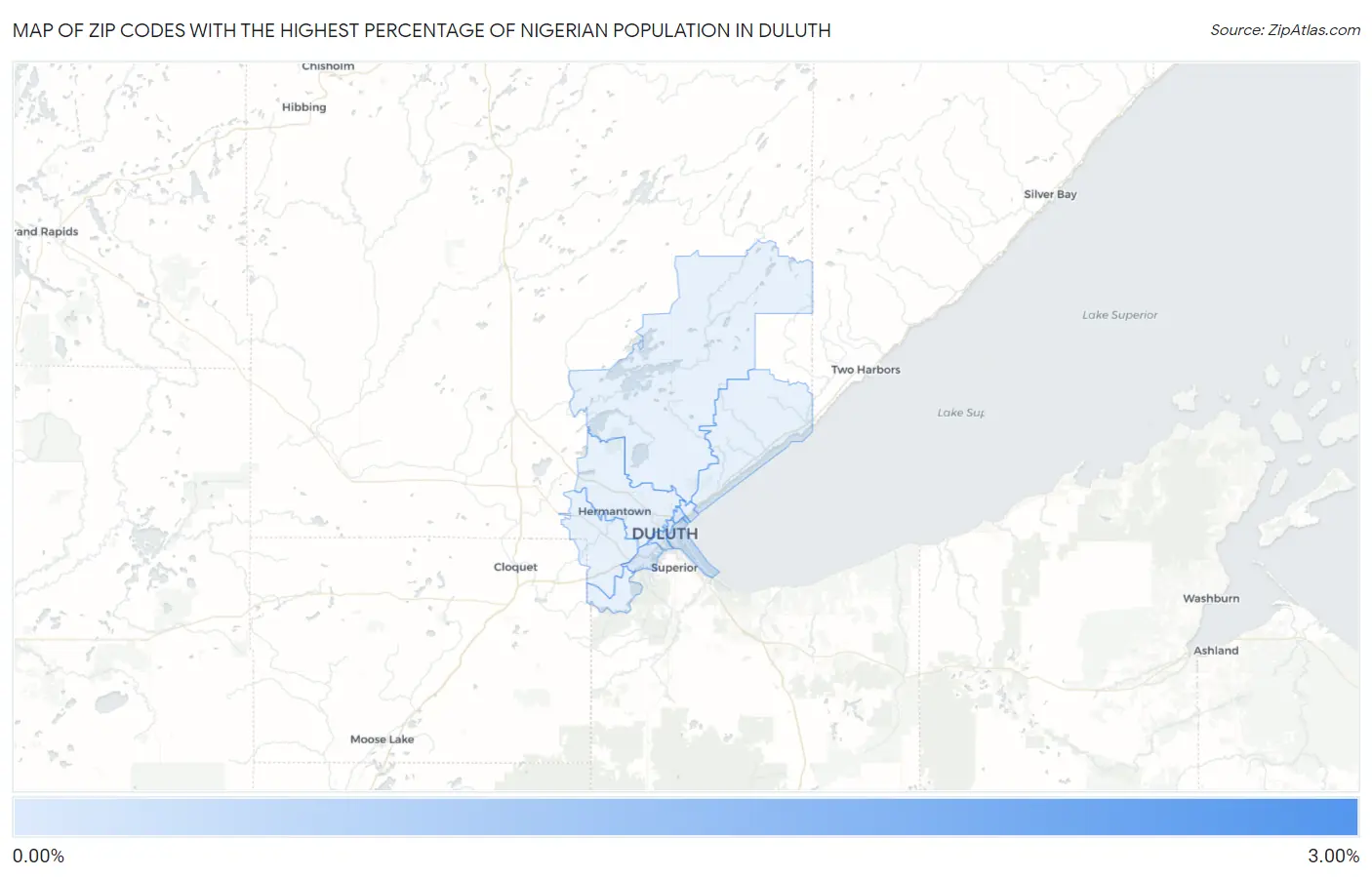 Zip Codes with the Highest Percentage of Nigerian Population in Duluth Map