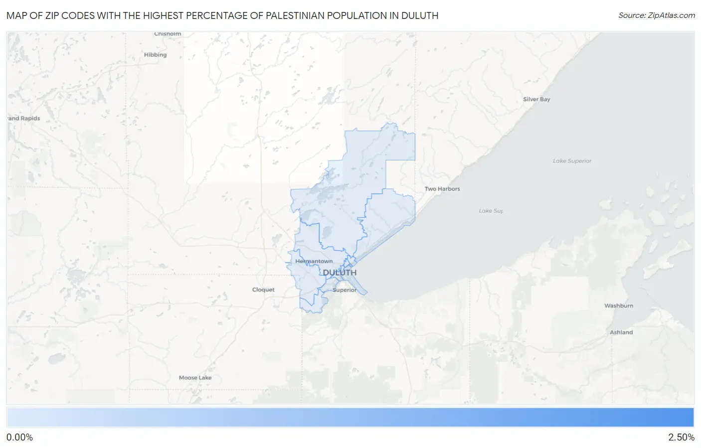 Zip Codes with the Highest Percentage of Palestinian Population in Duluth Map