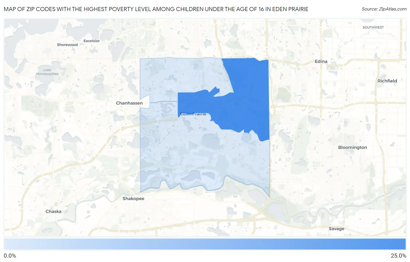 Zip Codes with the Highest Poverty Level Among Children Under the Age of 16 in Eden Prairie Map
