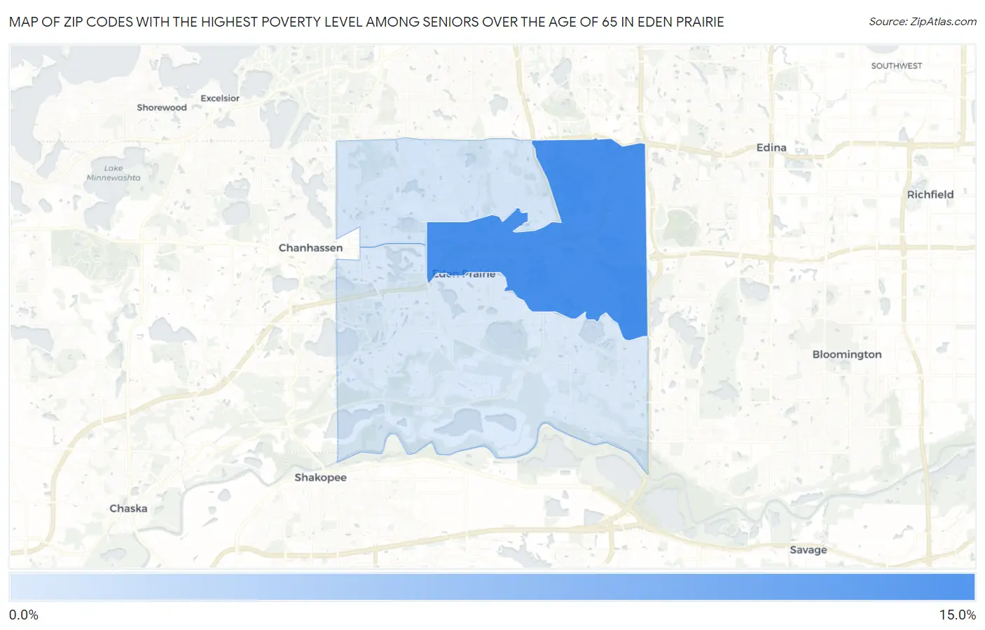 Zip Codes with the Highest Poverty Level Among Seniors Over the Age of 65 in Eden Prairie Map
