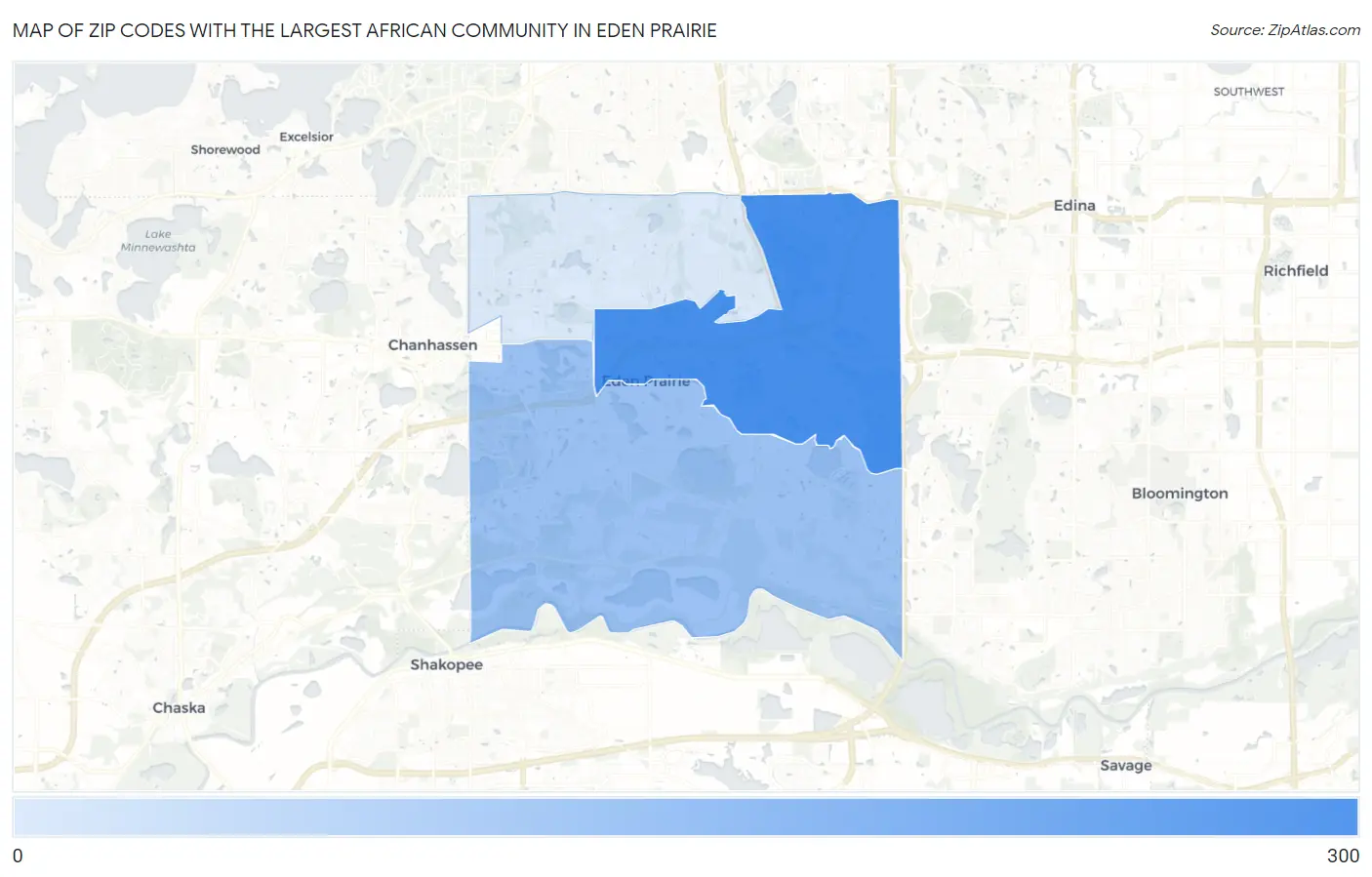 Zip Codes with the Largest African Community in Eden Prairie Map