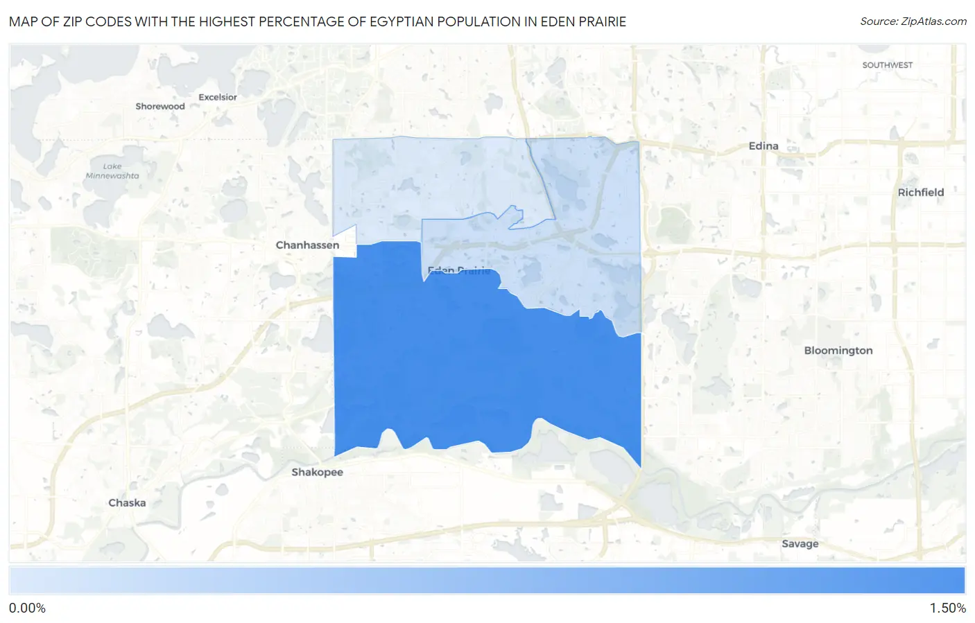 Zip Codes with the Highest Percentage of Egyptian Population in Eden Prairie Map