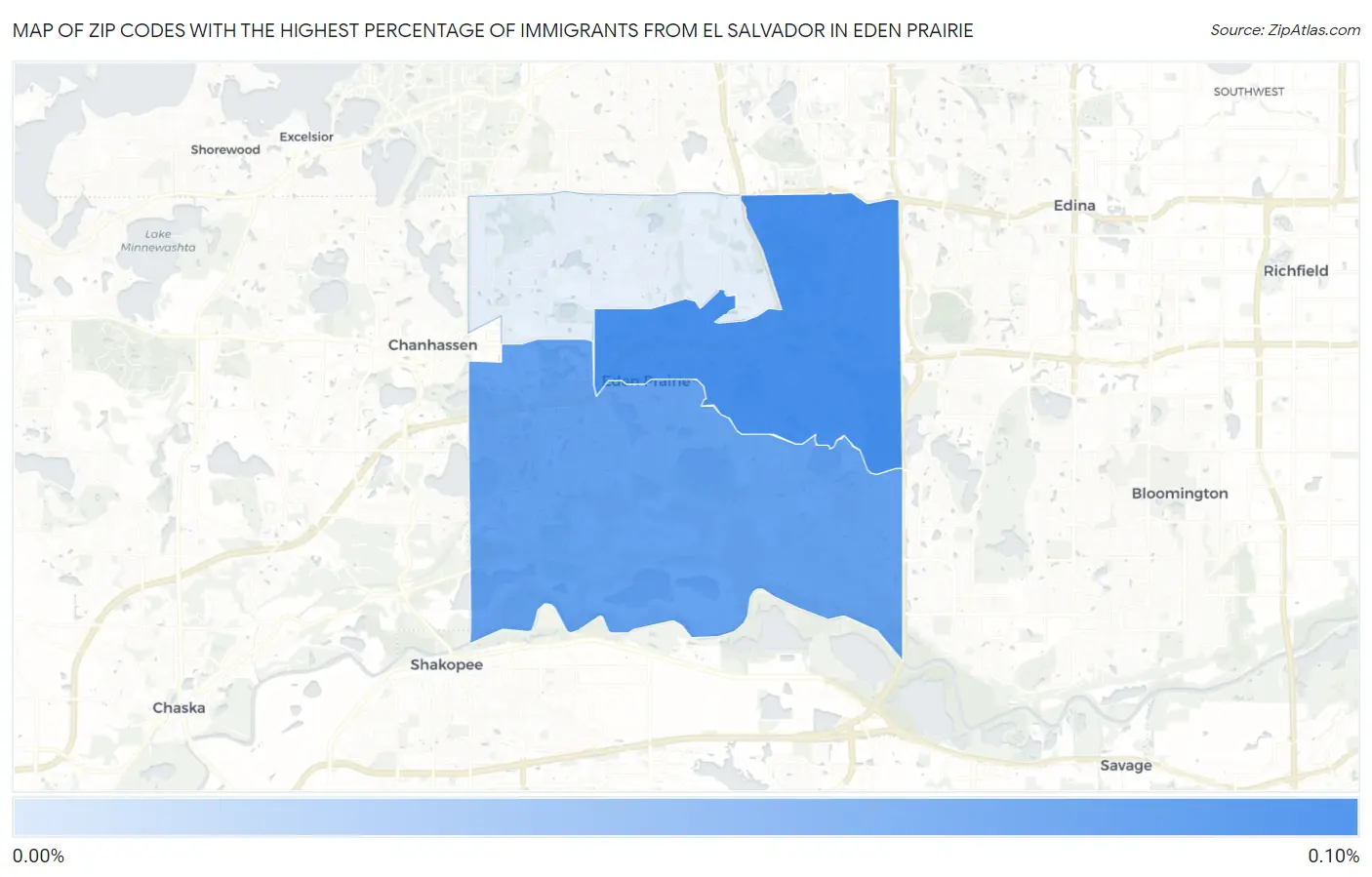 Zip Codes with the Highest Percentage of Immigrants from El Salvador in Eden Prairie Map