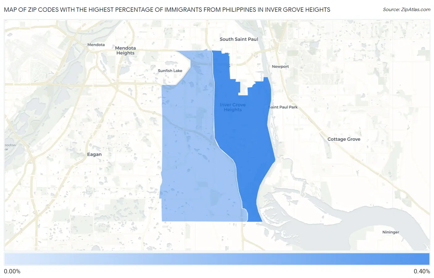 Zip Codes with the Highest Percentage of Immigrants from Philippines in Inver Grove Heights Map