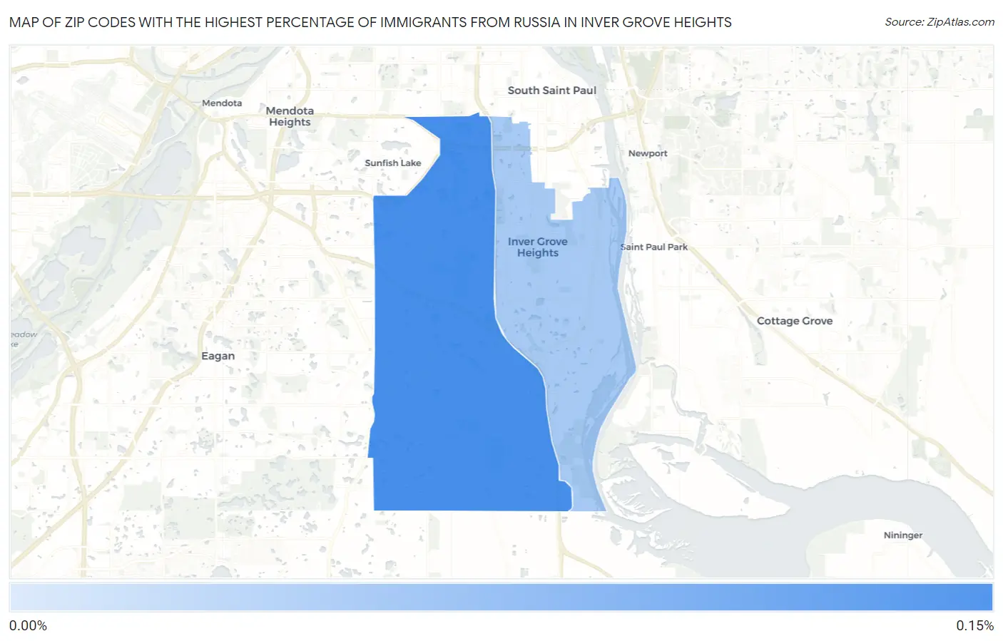 Zip Codes with the Highest Percentage of Immigrants from Russia in Inver Grove Heights Map