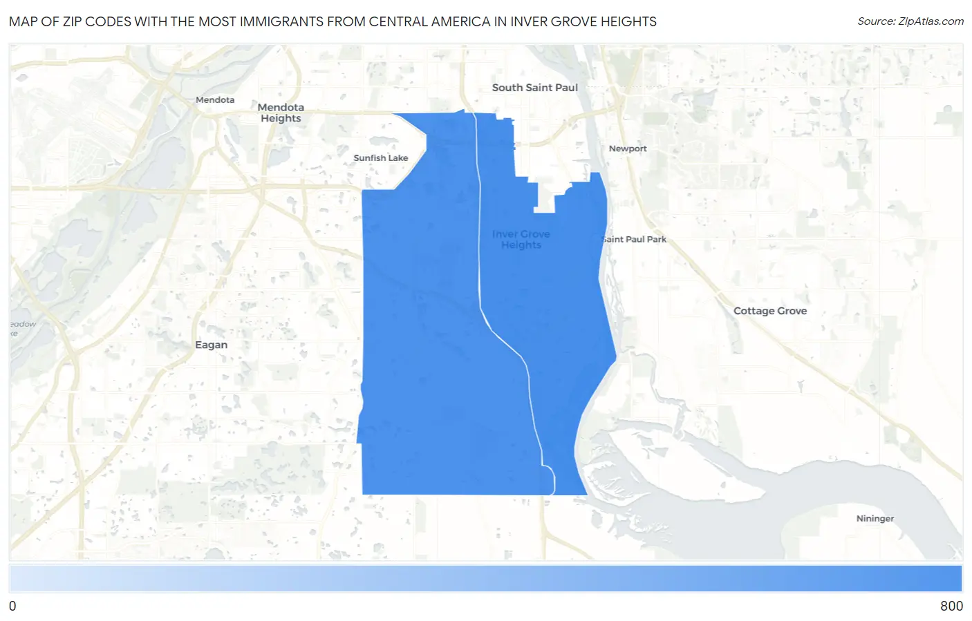 Zip Codes with the Most Immigrants from Central America in Inver Grove Heights Map