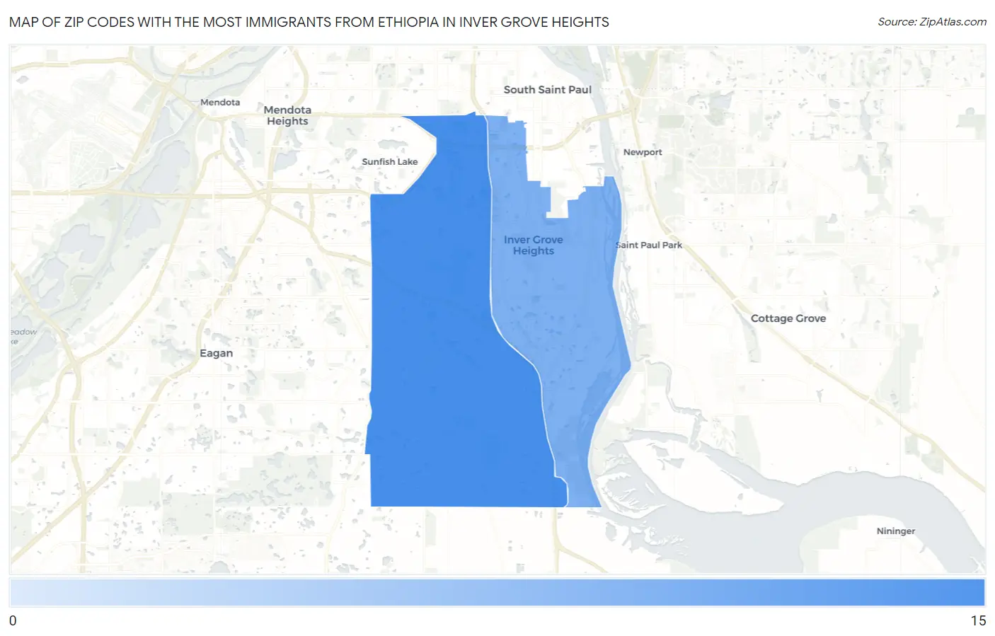 Zip Codes with the Most Immigrants from Ethiopia in Inver Grove Heights Map