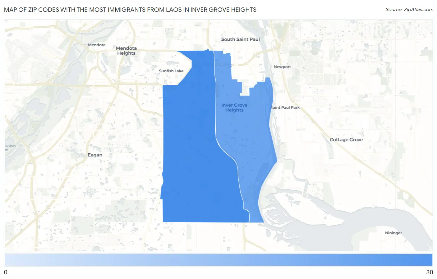 Zip Codes with the Most Immigrants from Laos in Inver Grove Heights Map