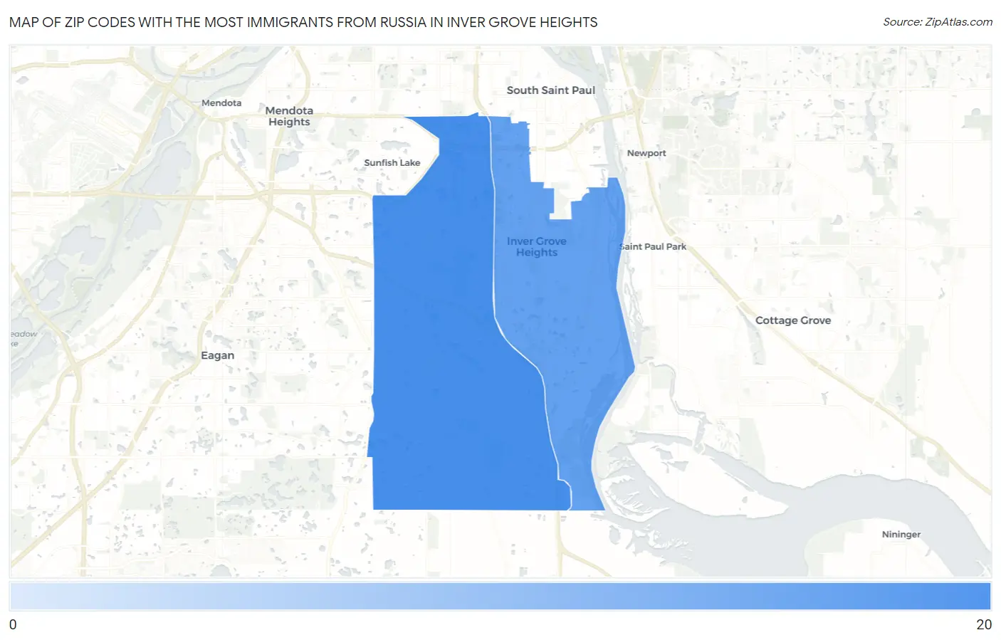 Zip Codes with the Most Immigrants from Russia in Inver Grove Heights Map