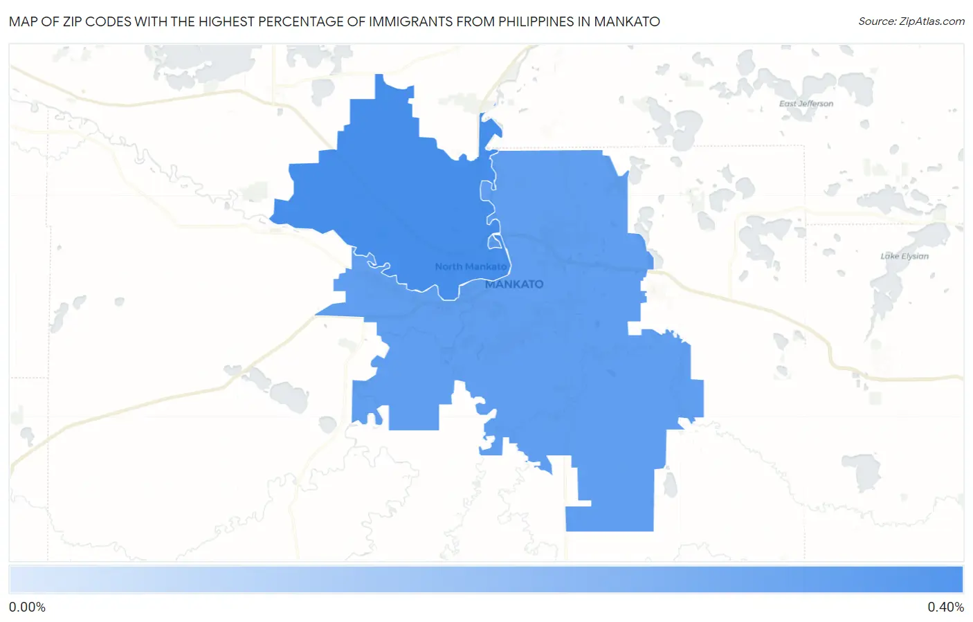 Zip Codes with the Highest Percentage of Immigrants from Philippines in Mankato Map